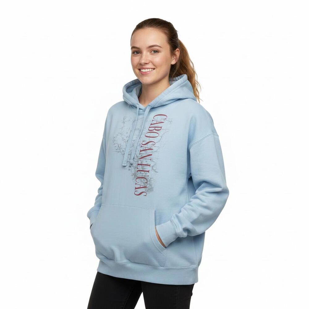 Mill-Tex, 2XL, Light Blue, Cabo San Lucas Graphic Hoodie